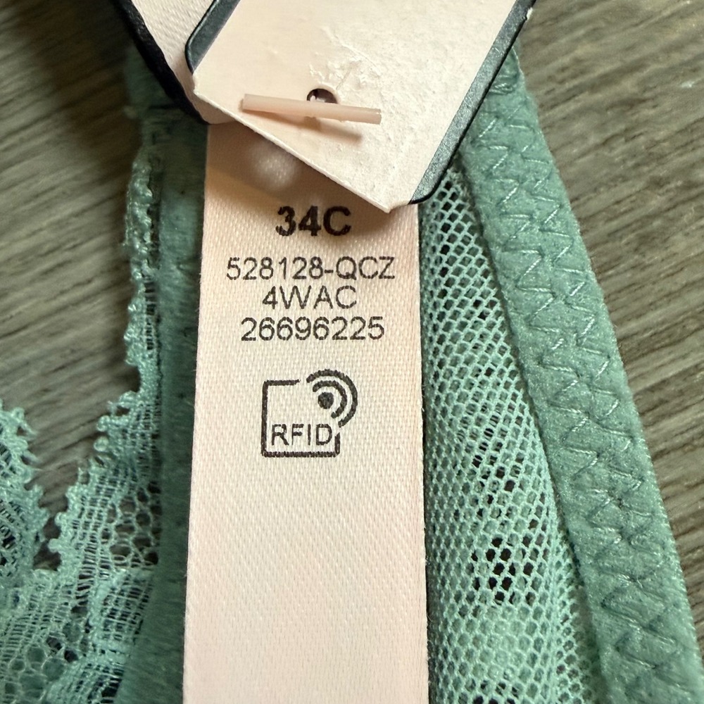 Victoria's Secret Unlined Balconette Bra Sage Green Lace Underwire 34C - Picture 7 of 8